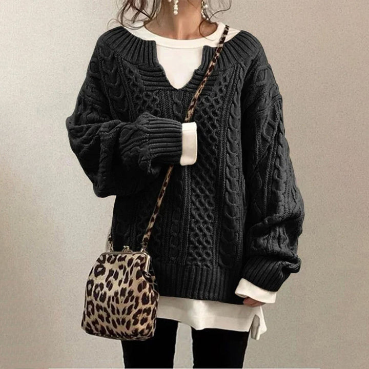 Drune | Strickpullover mit Kabelstrick Baumwolle Überdimensioniert und Trendy