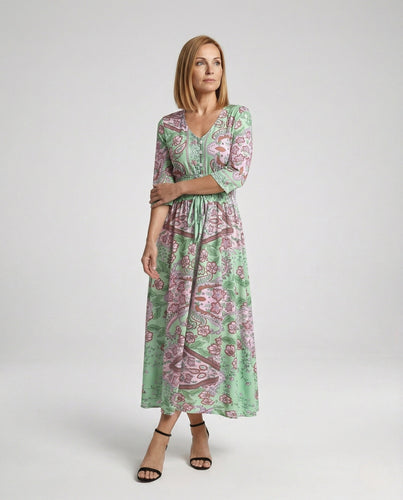 Damen Maxikleid Boho V-Ausschnitt