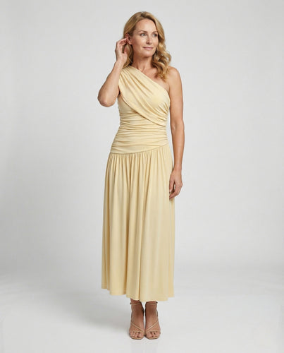 Schulterfreies Maxikleid Asymmetrisch Damen