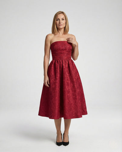 Damen Bandeau-Midikleid aus Jacquard mit Korsage