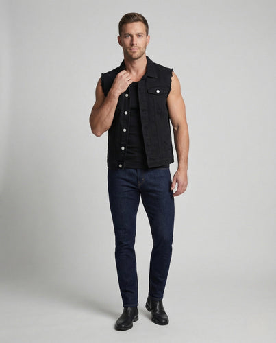 Herren Denimweste Workwear mit Knopfleiste