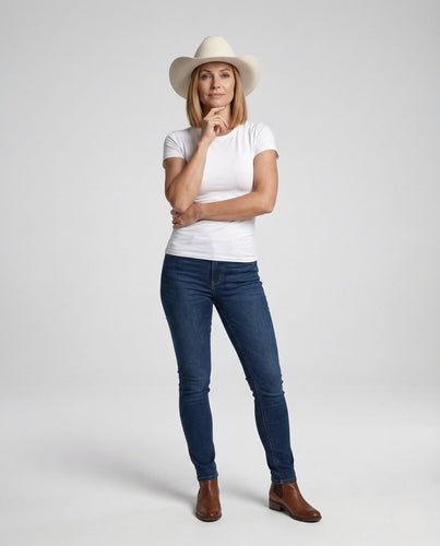 Unisex Western Wollfilzhut mit breiter Krempe & Lederband