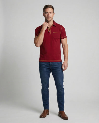 Herren Poloshirt mit Brusttasche & Kontrastnähten