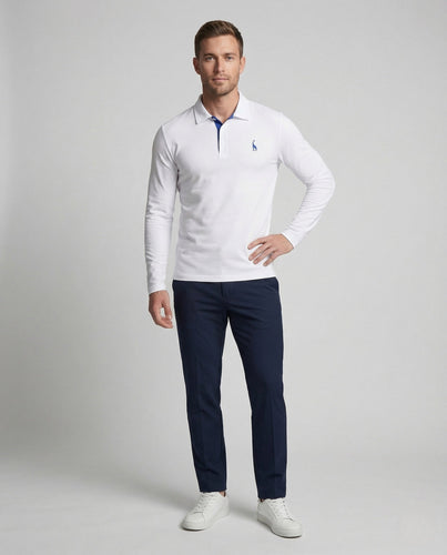 Herren Langarm Polo Baumwollpiqué Kentkragen Logo