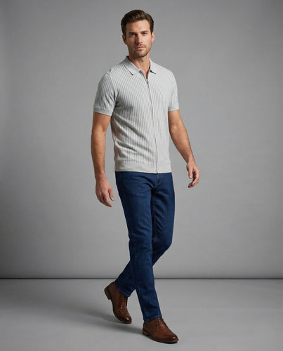 Herren Poloshirt Reißverschluss Slim