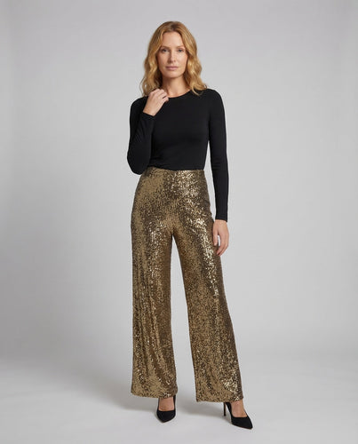 Damen Pailletten Palazzo Hose