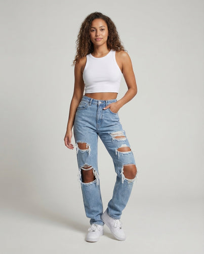 Damen Baggy Jeans High Waist