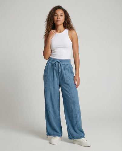 Damen Musselin Hose Weit