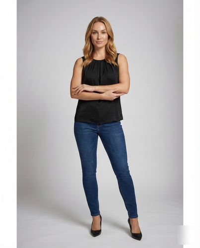 Damen Satinbluse Ärmellos