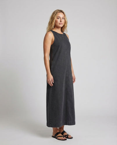 Damen Ärmelloses Denim-Maxikleid