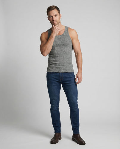 Herren Sportliches Muskelshirt Gerippt
