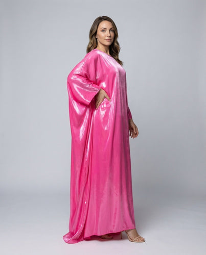 Damen Satin-Kaftan Fledermausärmel Bodenlang