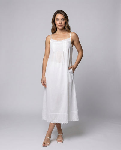 Baumwoll-Unterkleid Spitzensaum Spaghettiträger