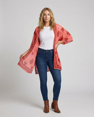 Damen leichter Boho-Kimono-Cardigan.