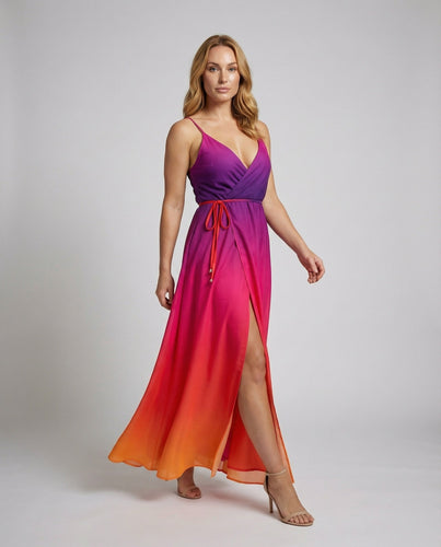 Damen fließendes Maxikleid mit V-Bustier