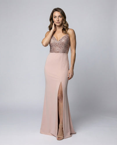 Damen glamouröse Abendrobe mit funkelndem Bustier