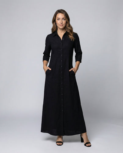 Damen langes Hemdkleid mit Seitenschlitzen