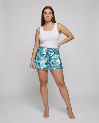 Damen taillenbetonter Pailletten-Minirock