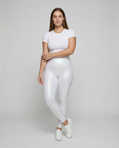 Damen taillenkonturierende Leggings mit Schimmer