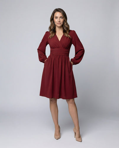 Damen Schicke Taillierte-Schärpe Midikleid