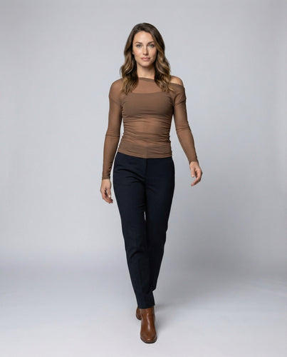 Damen Netz Top Asymmetrisch Bustier