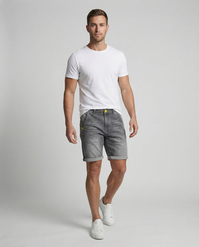 Herren Denim-Bermuda Knielang Umschlag Five-Pocket