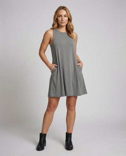 Damen Jersey Swingkleid mit Seitentaschen
