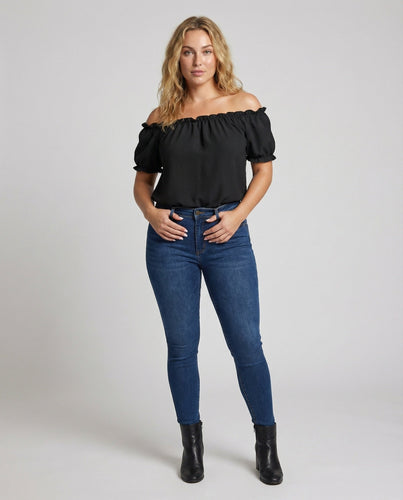 Damen Carmenbluse mit elastischem Ausschnitt