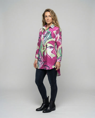 Damen Abstraktes Allovermuster Oversize-Tunika