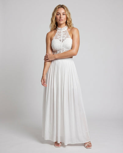 Damen Abendensemble Spitze Bustier Plissee-Maxirock