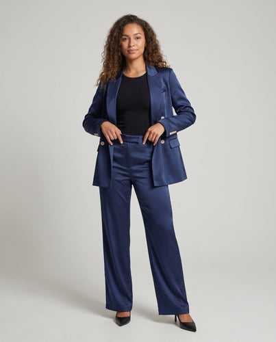Damen Satin-Blazer-Set Culotte-Hosenrock Oversize Zweiteilig