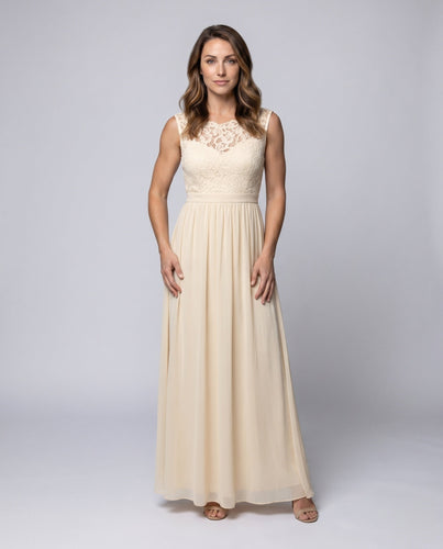 Damen luftiges Maxikleid mit feinem Spitzenoberteil