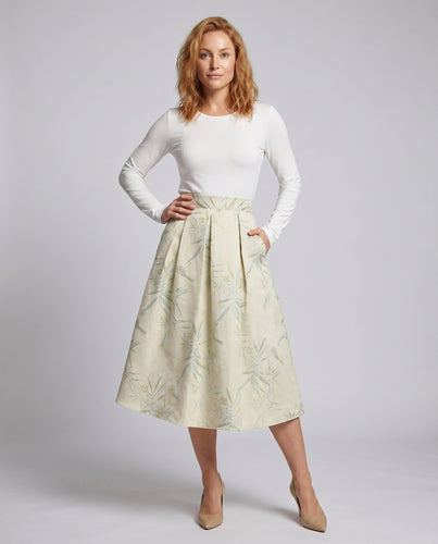 Damen Eleganter A-Linien Rock mit kunstvollem Naturmotiv