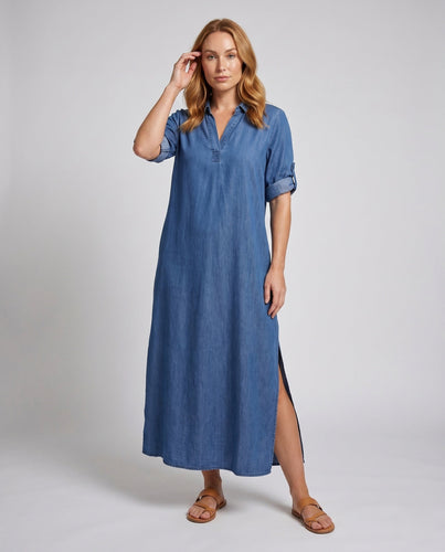 Damen lässiges Denim-Kleid Drune