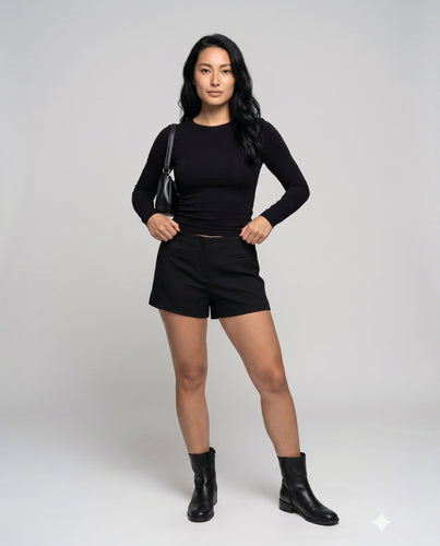 Damen nan taillierte Anzugshorts aus Wollmix mit verdecktem Reißverschluss und Paspeltaschen Drune