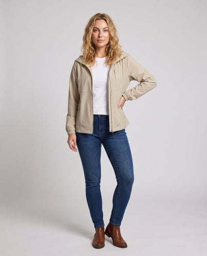Damen atmungsaktive Freizeitjacke mit verstellbarem Kapuzenkragen Drune