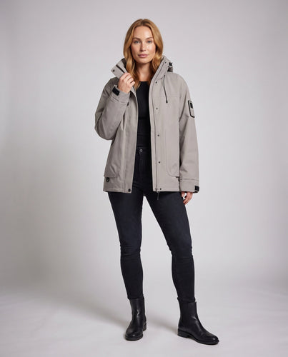 Damen Funktionsjacke mit verstellbarem Kapuzenkragen und winddichter Beschichtung Drune