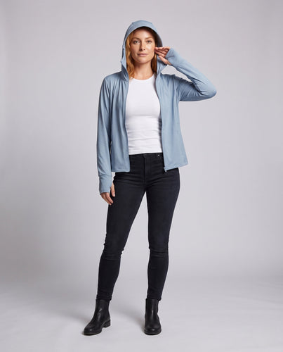 Damen leichte Funktionsjacke mit UV-Schutz und verstellbarer Kapuze Drune