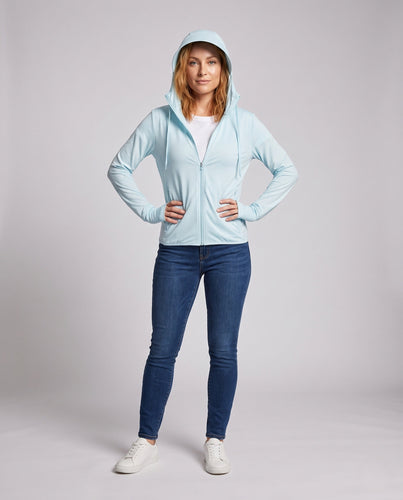 Damen leichte Funktionsjacke mit verstellbarem Kapuzenkragen und schnelltrocknendem Material Drune