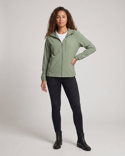 Damen leichte Outdoor-Jacke mit atmungsaktiven Einsätzen und verstellbarem Kapuzendesign Drune