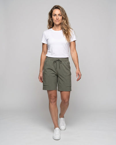 Damen praktische Cargo-Shorts mit elastischem Bund und vielseitigen Taschen Drune