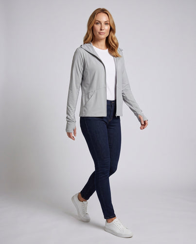 Damen nan leichte UV-Schutz Kapuzenjacke mit Reißverschluss Drune