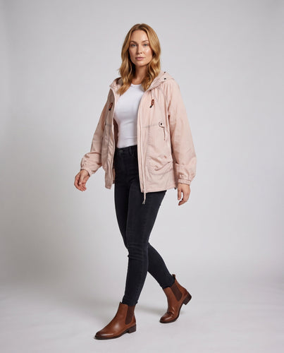 Damen nan leichte winddichte Kapuzenjacke mit Kordelzug und großzügigen Taschen Drune