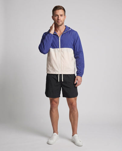 Herren nan zweiteiliges Freizeitset mit windabweisender Kapuzenjacke und elastischen Bermudashorts Drune