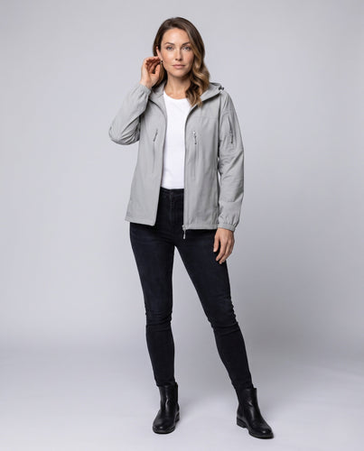 Unisex nan funktionale Reise- und Trekkingjacke mit Kapuze, atmungsaktivem Leichtmaterial und verdeckten Reißverschlusstaschen Drune