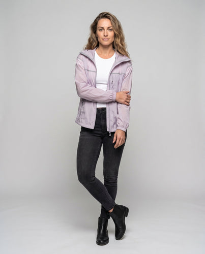 Unisex nan minimalistische Allwetter-Outdoorjacke mit Kapuze, winddichtem Material, verdeckten Reißverschlusstaschen und elastischem Saum Drune