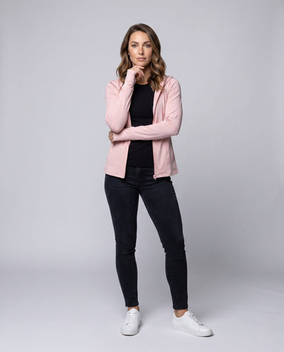 Damen nan leichtes Performance-Kapuzenshirt mit Soft-Touch-Stretch, abgerundetem Saum und Daumenstulpen Drune