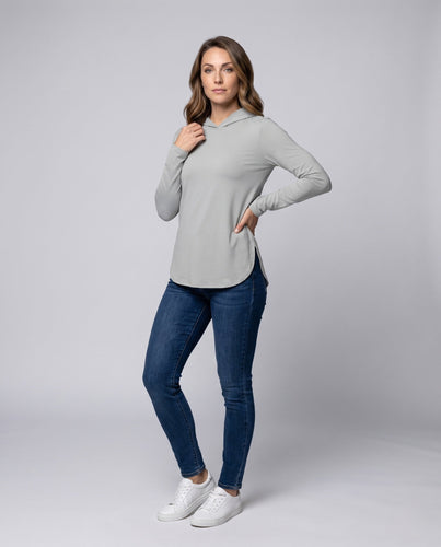 Damen nan leichtes UV-Schutz-Kapuzenoberteil aus Funktionsstretch mit tailliertem Schnitt und Seitenschlitzen Drune