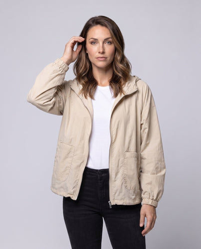 Damen nan luftige Oversize-Blousonjacke mit Ballonärmeln und Reißverschluss Drune
