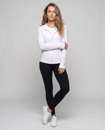 Damen nan schlanke Raglan-Kapuzenjacke mit verdeckten Reißverschlusstaschen und Daumenlochbündchen Drune
